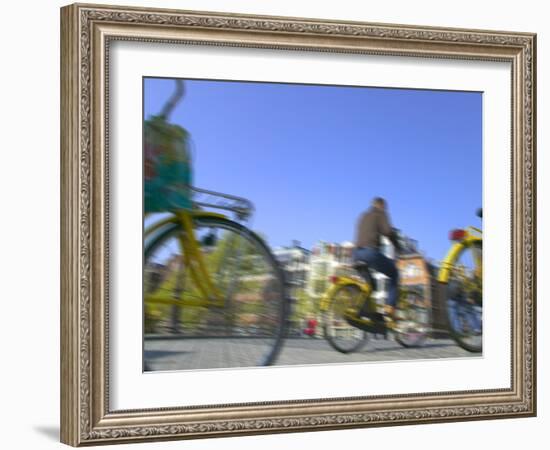 Street View of Bicycles on Pebble Road, Amsterdam, Netherlands-Keren Su-Framed Photographic Print