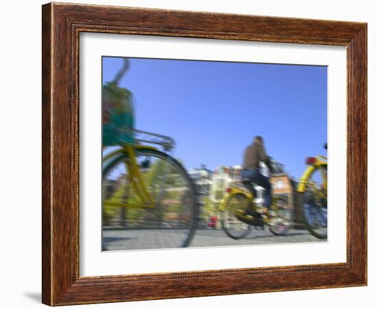 Street View of Bicycles on Pebble Road, Amsterdam, Netherlands-Keren Su-Framed Photographic Print