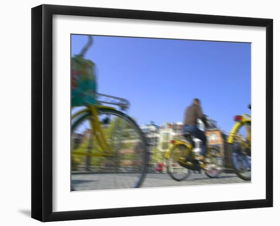 Street View of Bicycles on Pebble Road, Amsterdam, Netherlands-Keren Su-Framed Photographic Print