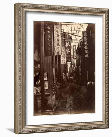 Street View of Canton (Guangzhou), c 1860's-Lai Afong-Framed Art Print