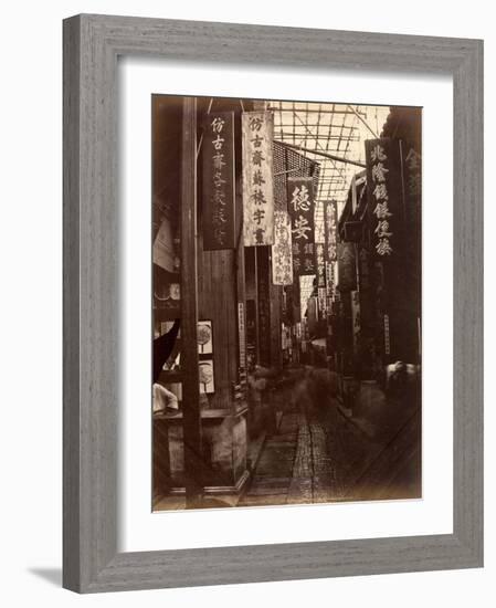 Street View of Canton (Guangzhou), c 1860's-Lai Afong-Framed Art Print