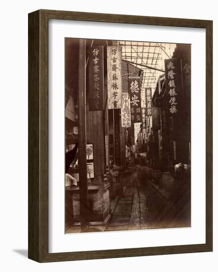 Street View of Canton (Guangzhou), c 1860's-Lai Afong-Framed Art Print