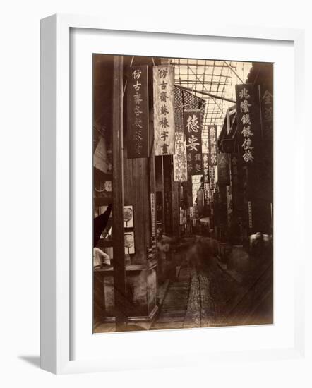 Street View of Canton (Guangzhou), c 1860's-Lai Afong-Framed Art Print