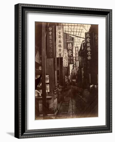 Street View of Canton (Guangzhou), c 1860's-Lai Afong-Framed Art Print