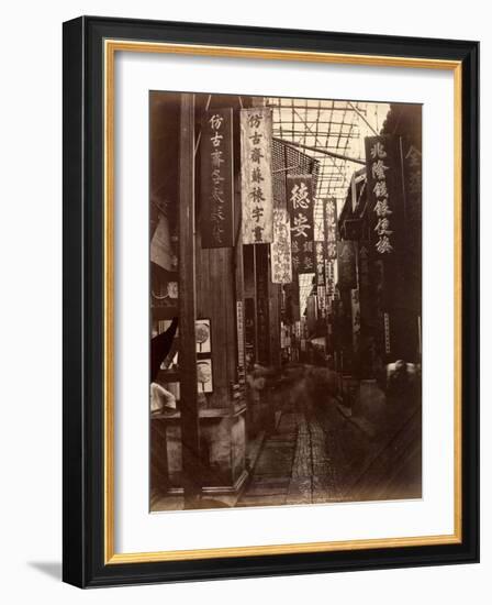 Street View of Canton (Guangzhou), c 1860's-Lai Afong-Framed Art Print