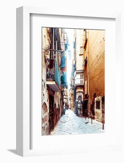 Street View of Old Town in Naples City, Italy Europe-ilolab-Framed Photographic Print