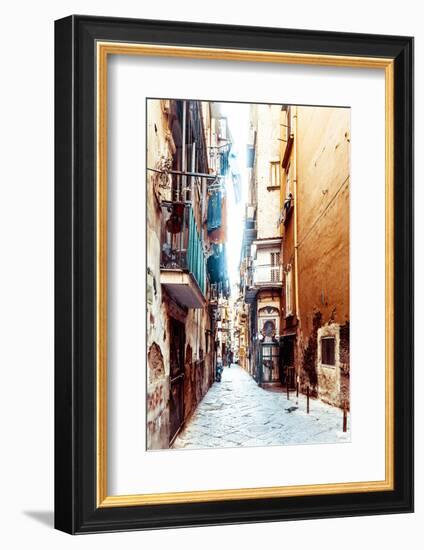 Street View of Old Town in Naples City, Italy Europe-ilolab-Framed Photographic Print