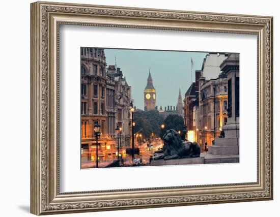 Street View of Trafalgar Square at Night in London-Songquan Deng-Framed Photographic Print