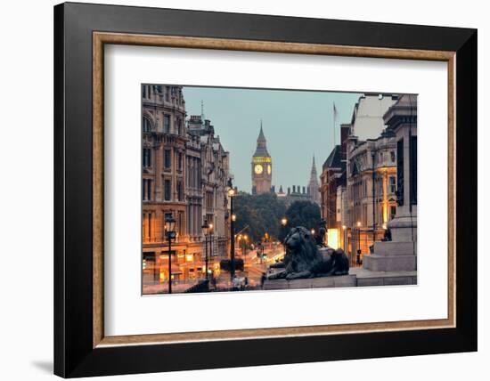 Street View of Trafalgar Square at Night in London-Songquan Deng-Framed Photographic Print