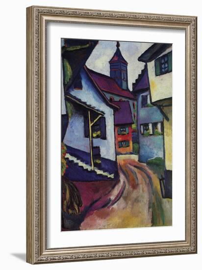 Street with a Church In Kinder-Auguste Macke-Framed Art Print