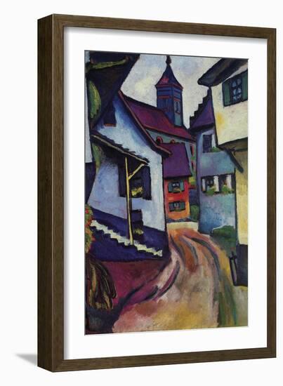 Street with a Church In Kinder-Auguste Macke-Framed Art Print