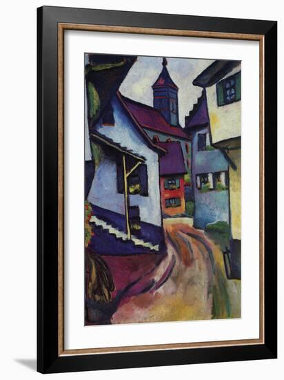 Street with a Church In Kinder-Auguste Macke-Framed Art Print