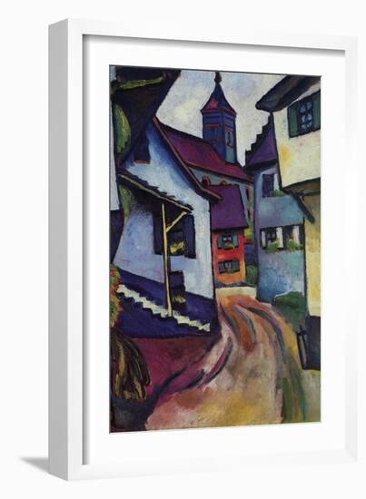 Street with a Church In Kinder-Auguste Macke-Framed Art Print