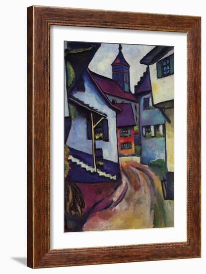 Street with a Church in Kinder-Auguste Macke-Framed Art Print