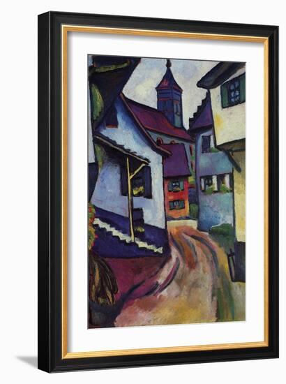 Street with a Church in Kinder-Auguste Macke-Framed Art Print