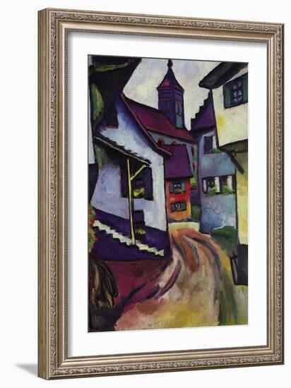 Street with a Church In Kinder-Auguste Macke-Framed Art Print