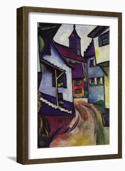 Street with a Church In Kinder-Auguste Macke-Framed Art Print