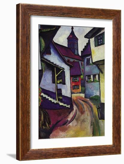 Street with a Church In Kinder-Auguste Macke-Framed Art Print