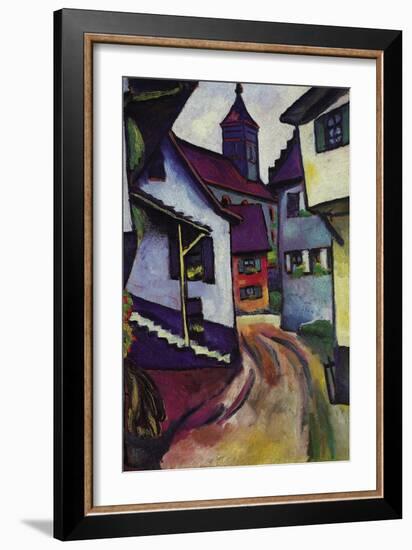 Street with a Church In Kinder-Auguste Macke-Framed Art Print