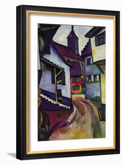 Street with a Church In Kinder-Auguste Macke-Framed Art Print