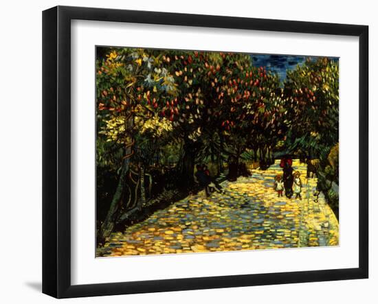 Street with Chestnuts Blossoming-null-Framed Giclee Print