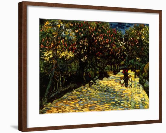Street with Chestnuts Blossoming-null-Framed Giclee Print