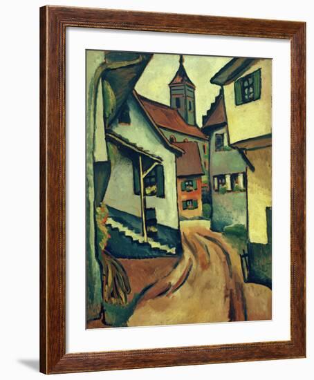 Street with Church in Kandern-Auguste Macke-Framed Giclee Print