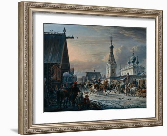 Street with Mail Coaches, 1829-Alexander Osipovich Orlowski-Framed Giclee Print