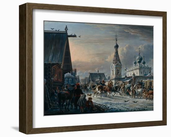 Street with Mail Coaches, 1829-Alexander Osipovich Orlowski-Framed Giclee Print