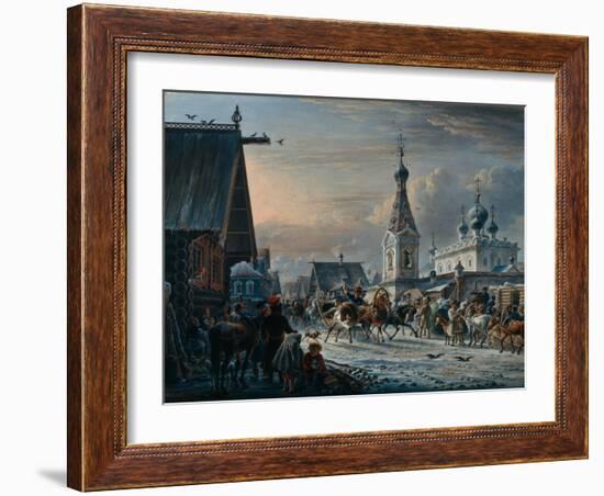 Street with Mail Coaches, 1829-Alexander Osipovich Orlowski-Framed Giclee Print