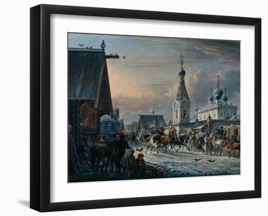 Street with Mail Coaches, 1829-Alexander Osipovich Orlowski-Framed Giclee Print