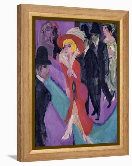 Street with Red Streetwalker, 1914-1925-Ernst Ludwig Kirchner-Framed Premier Image Canvas