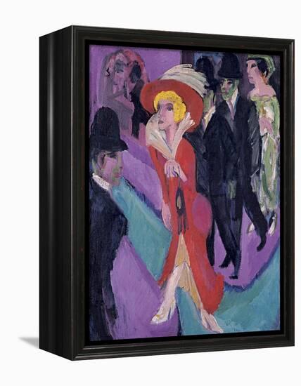 Street with Red Streetwalker, 1914-1925-Ernst Ludwig Kirchner-Framed Premier Image Canvas