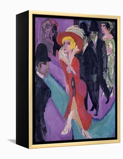 Street with Red Streetwalker, 1914-1925-Ernst Ludwig Kirchner-Framed Premier Image Canvas