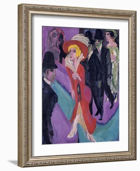 Street with Red Streetwalker, 1914-1925-Ernst Ludwig Kirchner-Framed Giclee Print