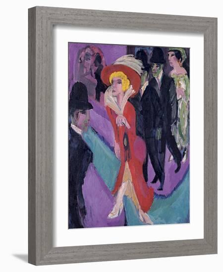 Street with Red Streetwalker, 1914-1925-Ernst Ludwig Kirchner-Framed Giclee Print