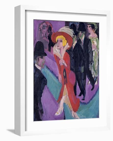 Street with Red Streetwalker, 1914-1925-Ernst Ludwig Kirchner-Framed Giclee Print