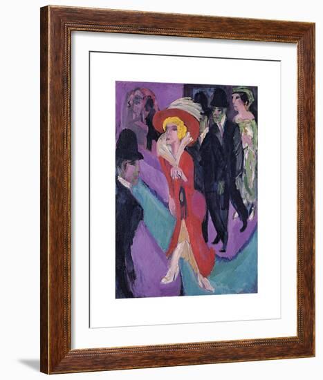 Street with Red Streetwalker-Ernst Ludwig Kirchner-Framed Premium Giclee Print