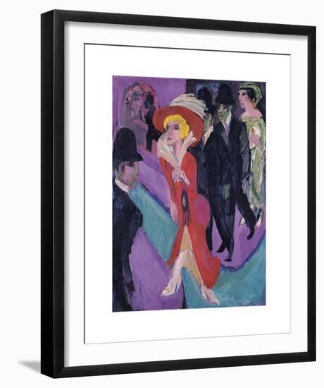 Street with Red Streetwalker-Ernst Ludwig Kirchner-Framed Premium Giclee Print