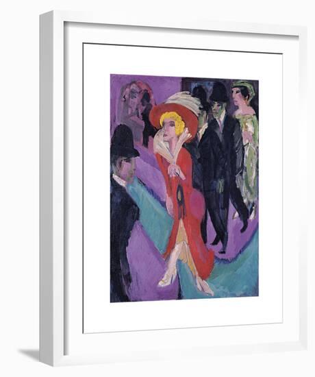 Street with Red Streetwalker-Ernst Ludwig Kirchner-Framed Premium Giclee Print