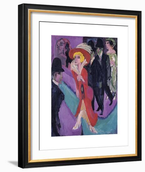 Street with Red Streetwalker-Ernst Ludwig Kirchner-Framed Premium Giclee Print