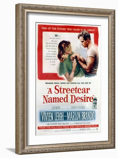 Streetcar Named Desire, Vivien Leigh, Marlon Brando, 1951-null-Framed Art Print