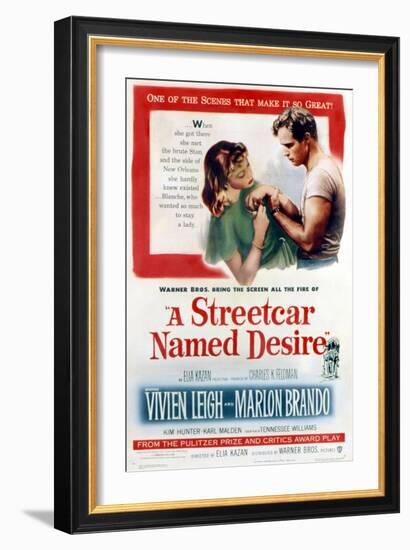 Streetcar Named Desire, Vivien Leigh, Marlon Brando, 1951-null-Framed Art Print