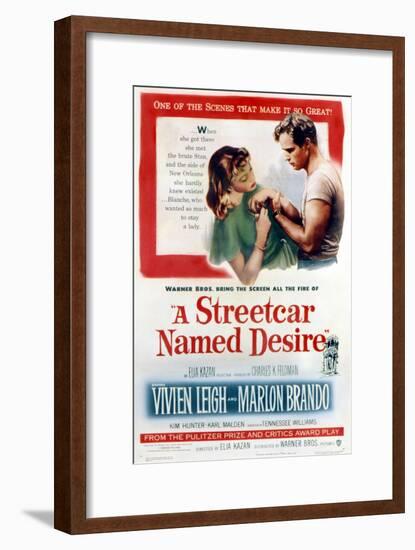 Streetcar Named Desire, Vivien Leigh, Marlon Brando, 1951-null-Framed Art Print