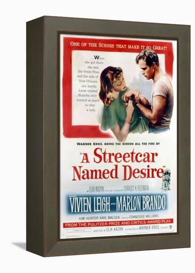 Streetcar Named Desire, Vivien Leigh, Marlon Brando, 1951-null-Framed Stretched Canvas