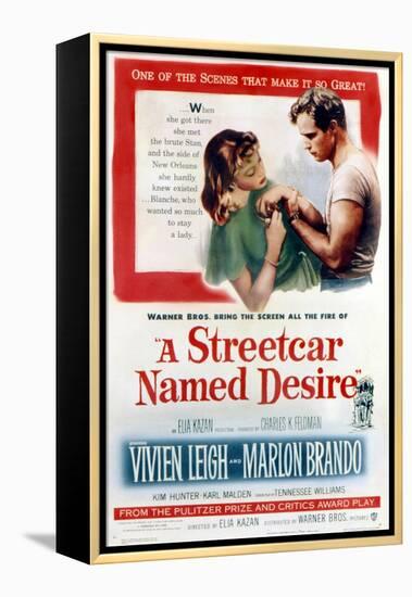 Streetcar Named Desire, Vivien Leigh, Marlon Brando, 1951-null-Framed Stretched Canvas