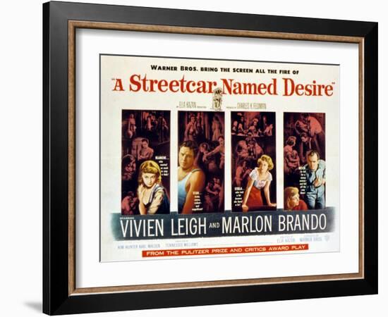 Streetcar Named Desire, Vivien Leigh, Marlon Brando, Kim Hunter, Karl Malden, 1951-null-Framed Art Print