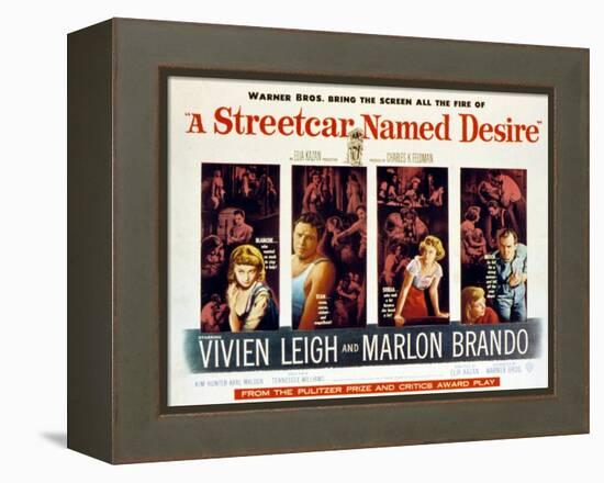 Streetcar Named Desire, Vivien Leigh, Marlon Brando, Kim Hunter, Karl Malden, 1951-null-Framed Stretched Canvas
