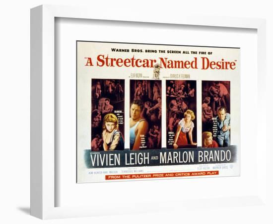 Streetcar Named Desire, Vivien Leigh, Marlon Brando, Kim Hunter, Karl Malden, 1951-null-Framed Art Print