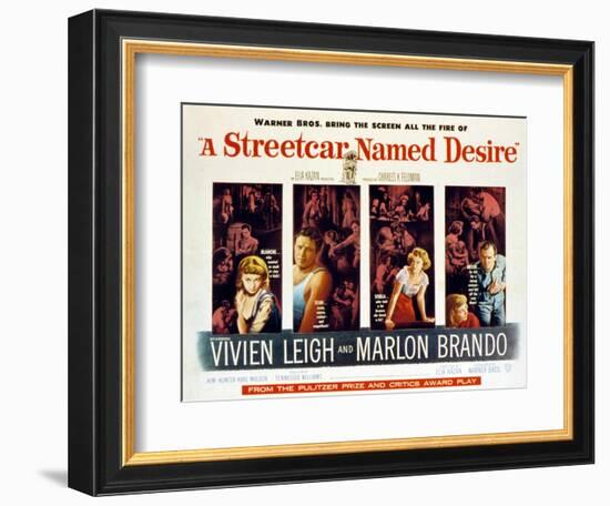 Streetcar Named Desire, Vivien Leigh, Marlon Brando, Kim Hunter, Karl Malden, 1951-null-Framed Art Print